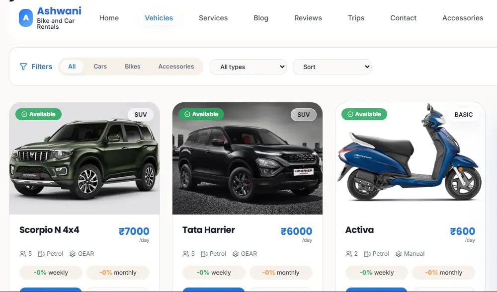 Ashwani Car & Bike Rental screenshot 1