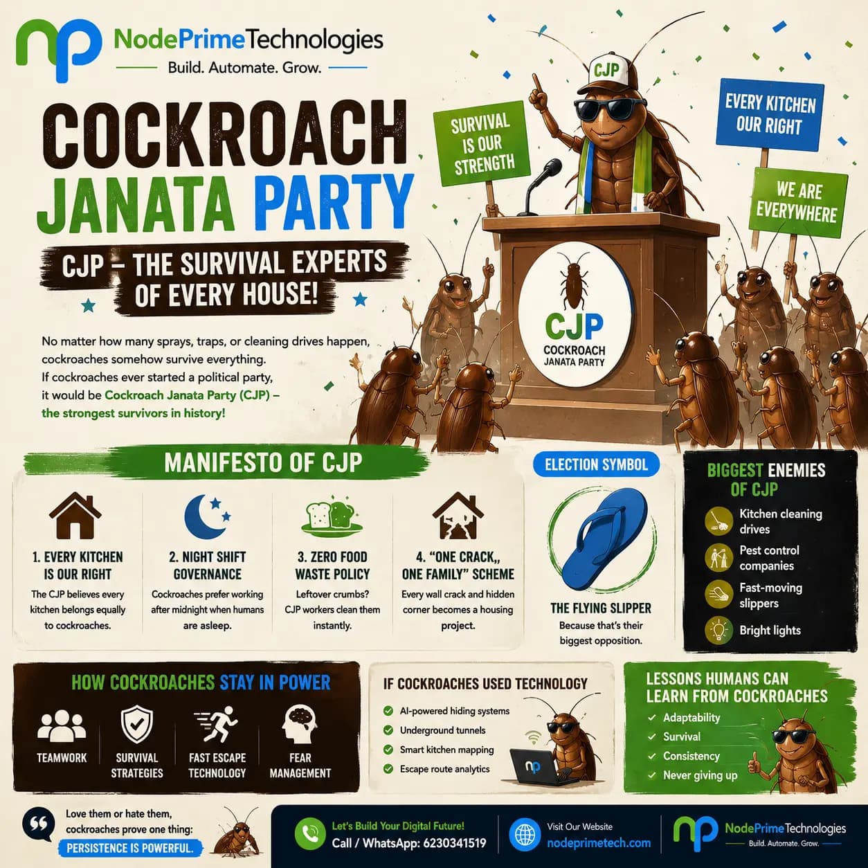 🪳 Cockroach Janata Party (CJP) – The Survival Experts of Every House